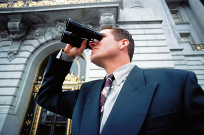 man with binoculars